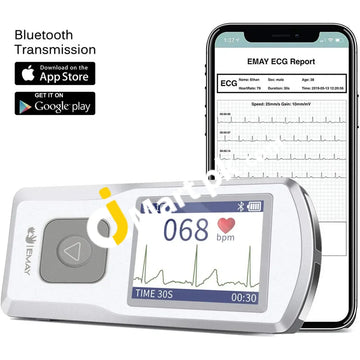 Emay Bluetooth Portable Ecg/Ekg Monitor (Iphone Android Mac Windows) Wireless Personal Ecg Works
